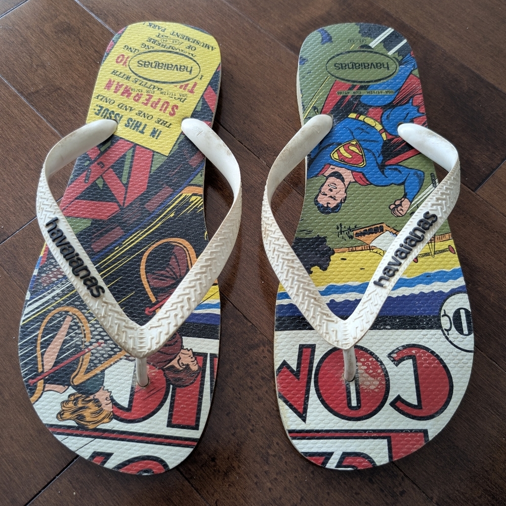 Havaianas Adult Superman Comic Flip Flops - Red, Yellow, Blue